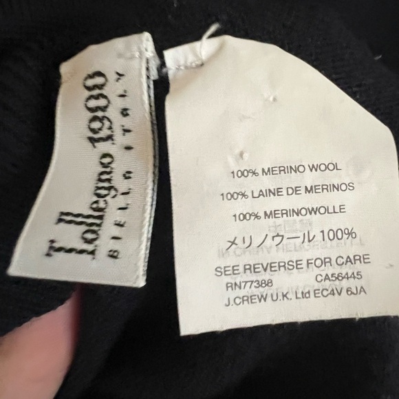 NWOT J. Crew Navy V Neck 100% Italian Merino Wool Sweater Slim - Picture 6 of 6